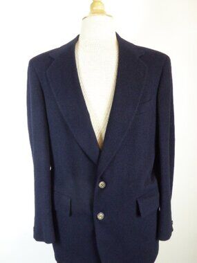 Vintage Embassy Square navy camel hair blazer sport jacket 40 made in USA
